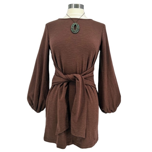 R.Vivimos Long Sleeve Tie Waist Knit Dress M - Picture 3 of 8